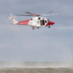 KATWIJK AAN ZEE, THE NETHERLANDS - JULY 6, 2019: Bristow Helicopters AgustaWestland AW189 with registration G-MCGV in operation for the British Coastguard