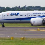 dusseldorf, nrw/germany - 12 05 18: ana airlines airplane japan on ground at dusseldorf airport germany