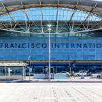 San Francisco, California, USA - April 2, 2018: Exterior view of San Francisco International Airport. SFO is one of the busiest airports in US.