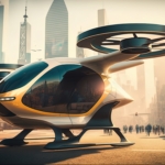 AI Air Taxi in the Future of urban air mobility in 8K created with generative ai technology