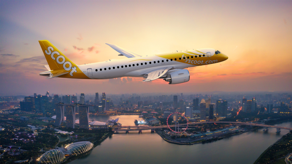 Scoot aircraft over singapore