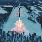 Rendering of Firefly's Alpha rocket launching from Esrange Launch Complex 3C in Sweden