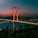 Istanbul,Bosphorus,Panoramic,Photo.,Istanbul,Landscape,Beautiful,Sunset,With,Clouds