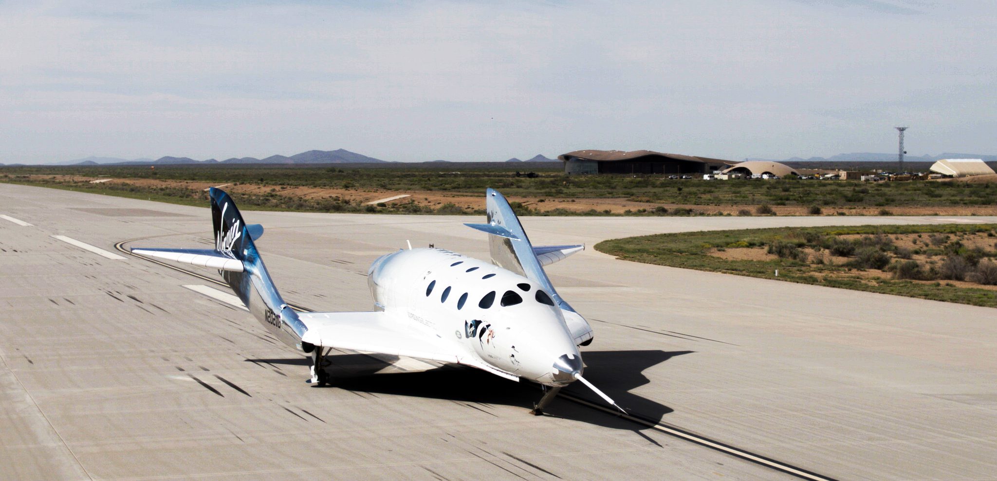 SpaceShipTwo Unity completes a runway landing at Spaceport America, New Mexico