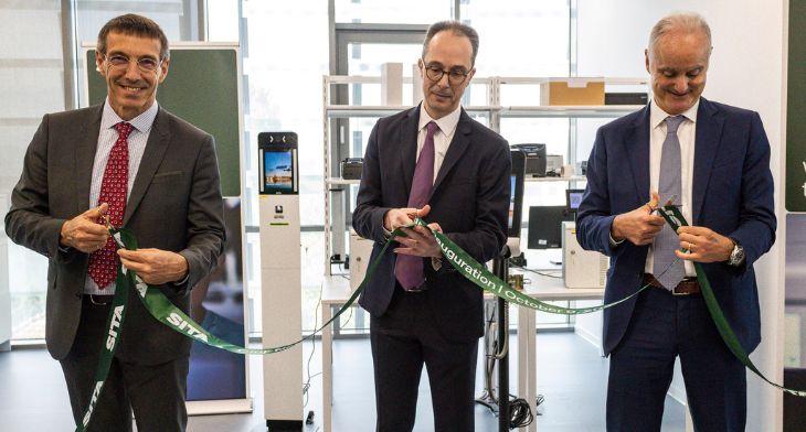 Ribbon cutting - Rene Rourel, CTO David Lavorel, CEO and Sergio Colella President Europe SITA