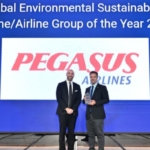 Pegasus Airlines Ali Uzun Sustainability director right and Marco Navarria from CAPA left