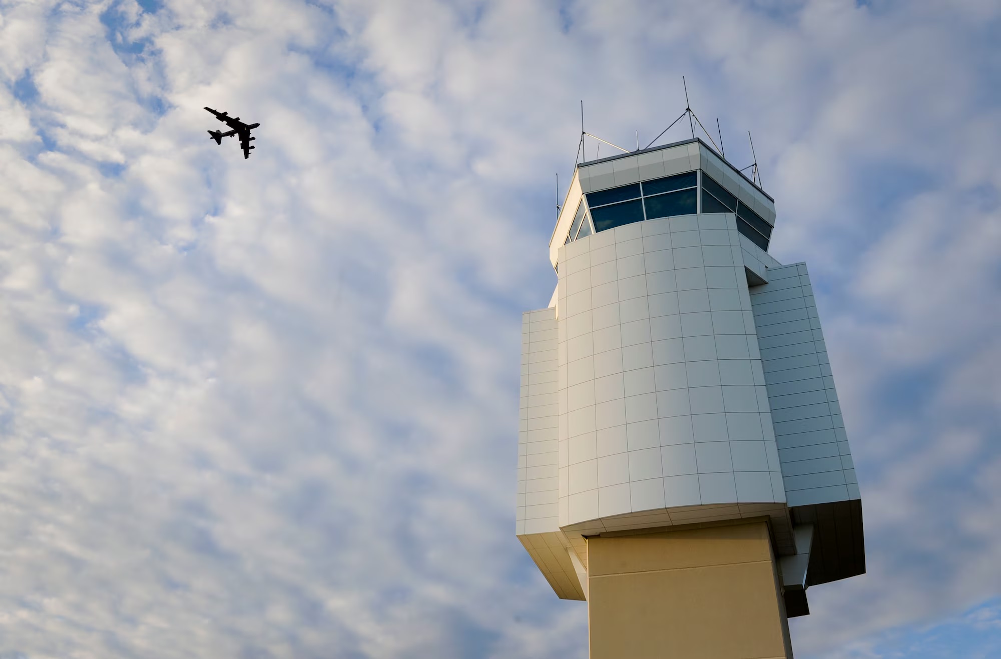 Control tower with military aircraft