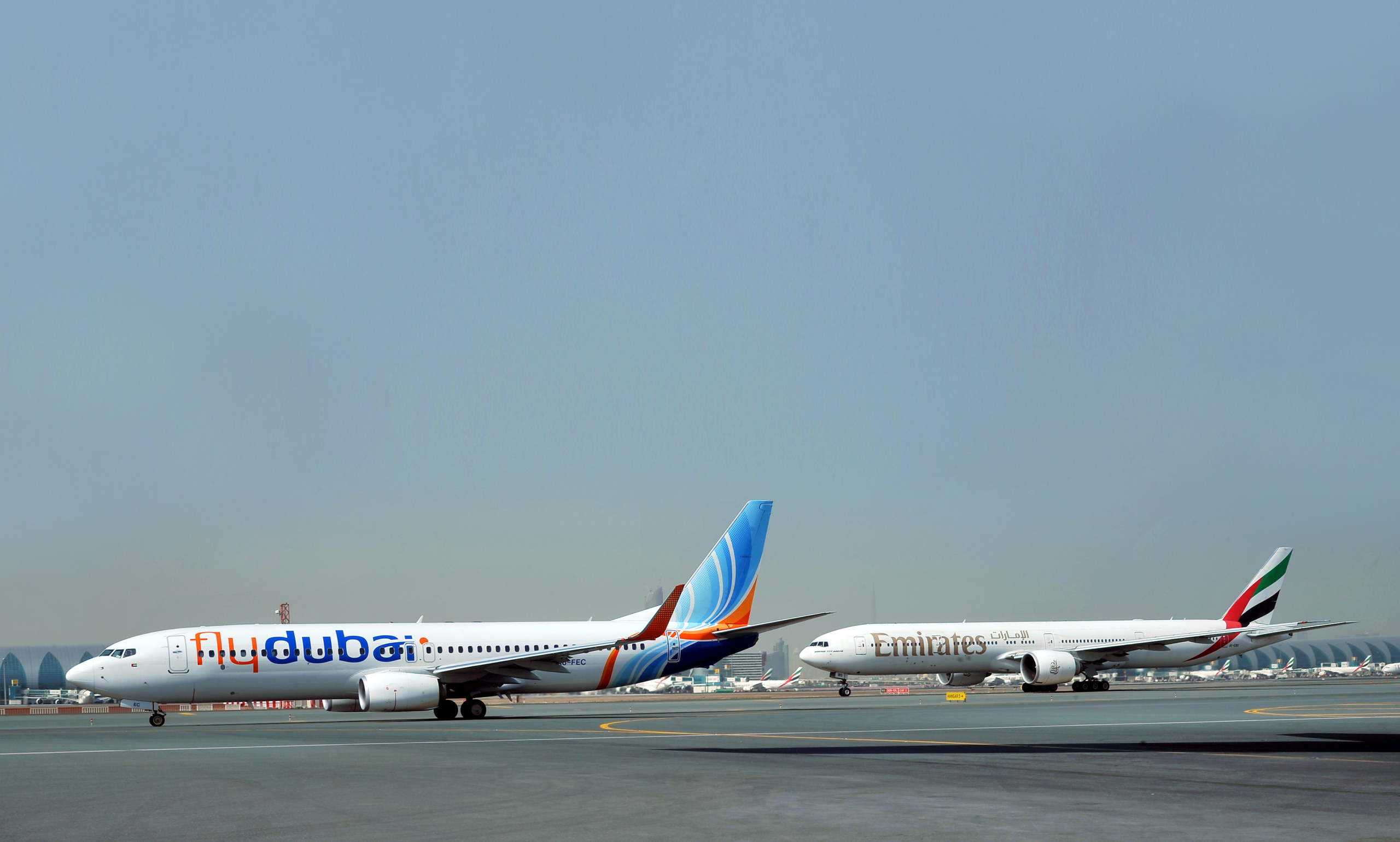 Emirates and flydubai aircraft