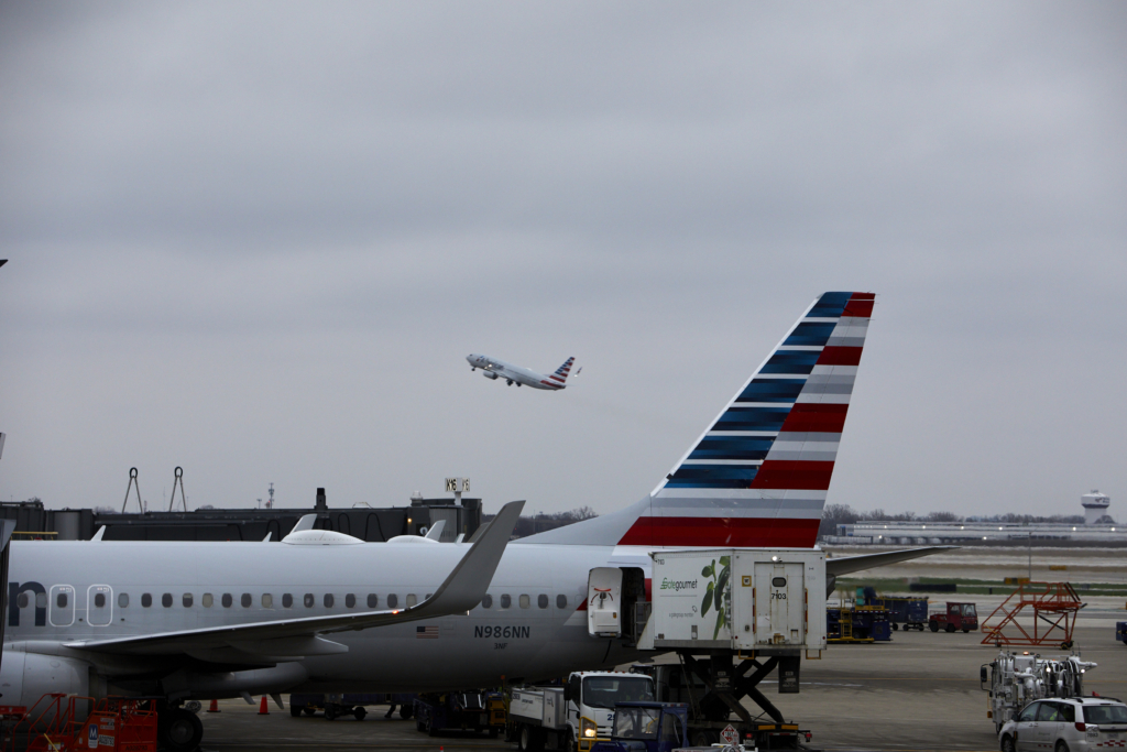 American Airlines aircraft at airport.