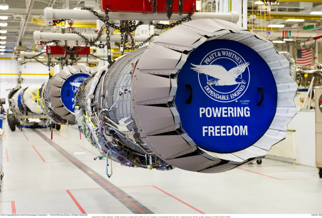 Pratt & Whitney F-135 engine on the production line.