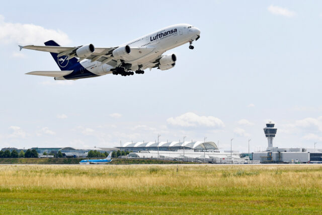 Lufthansa A380 taking off