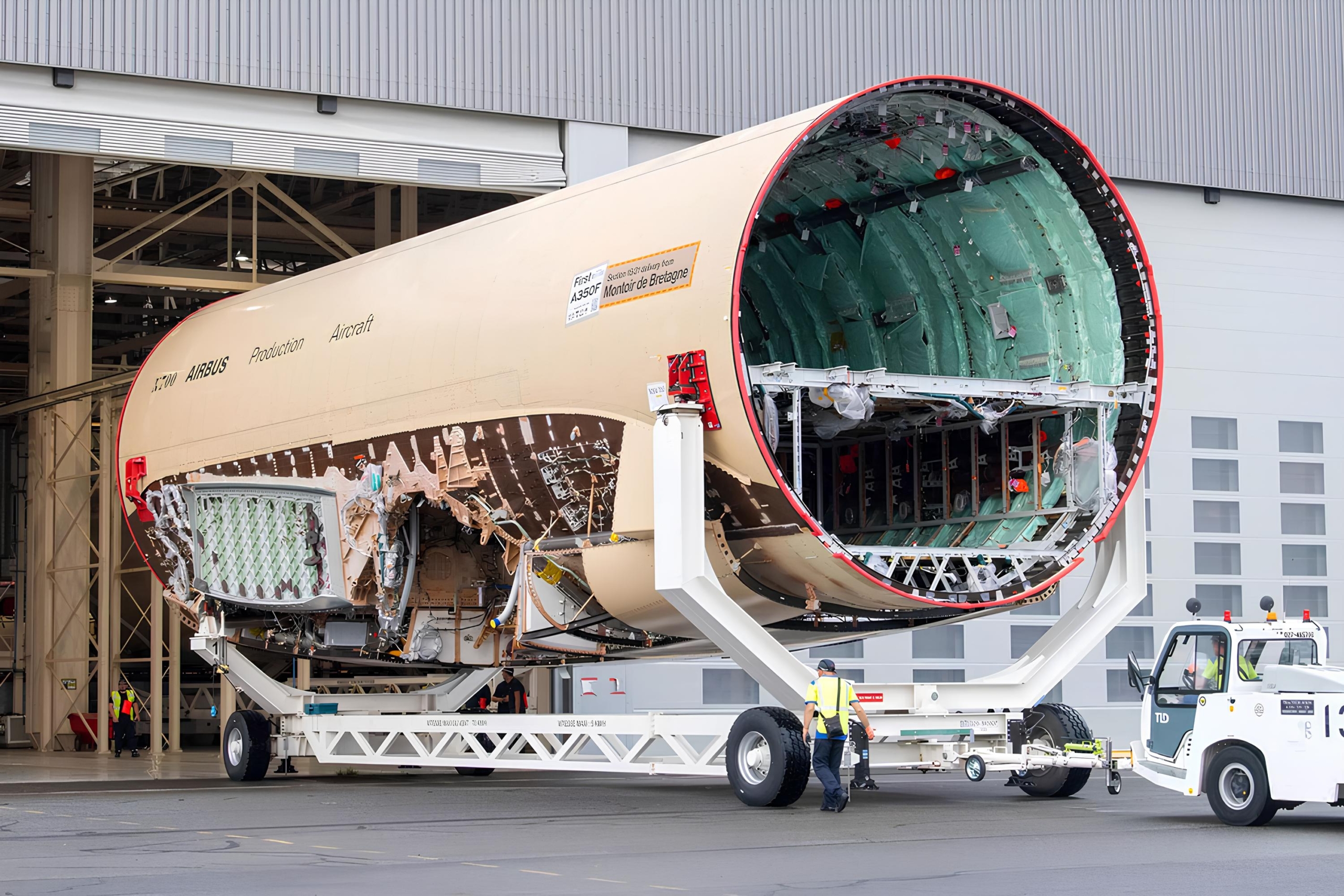 Airbus A350F centre fuselage arrives in Toulouse for assembly (1)