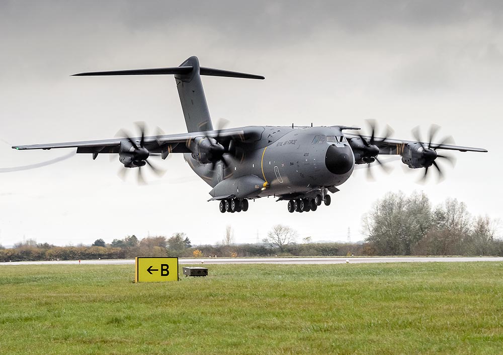 The first Airbus A400M Atlas for the Royal Air Force arrives at RAF