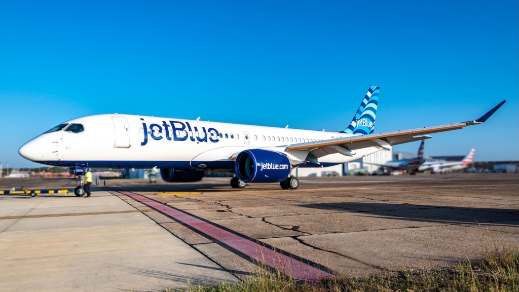A JetBlue A200, which is a core part of its regional fleet