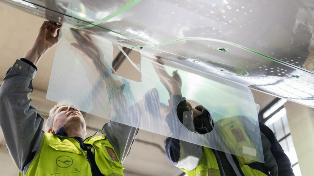 Lufthansa Technik fits AeroShark to aircraft