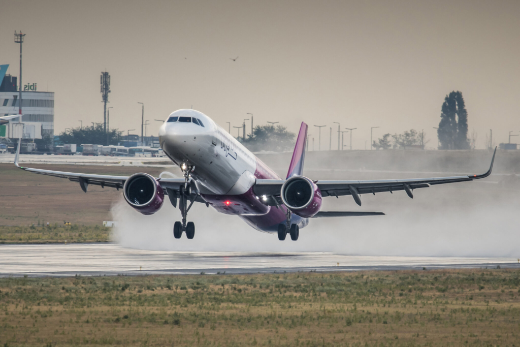 Wizz Air Airbus taking off with Avtech