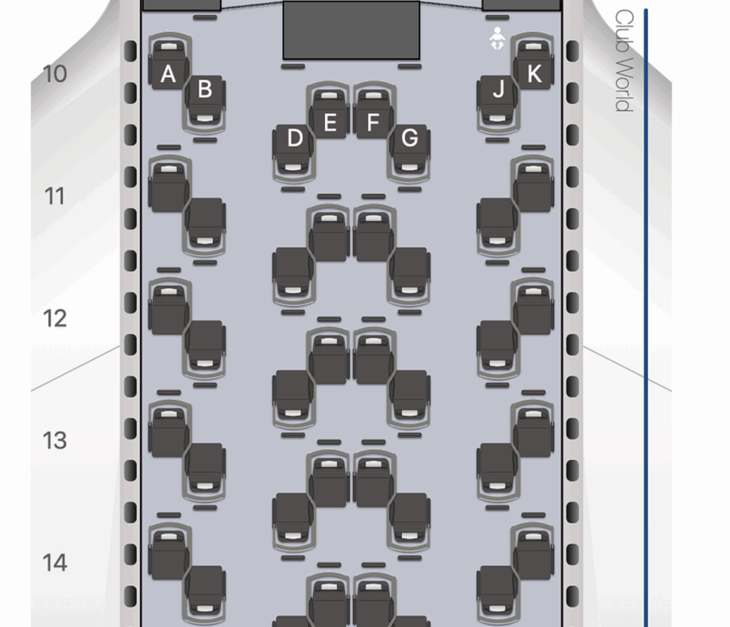 British Airways Ying Yang business class layout on the Airbus A380