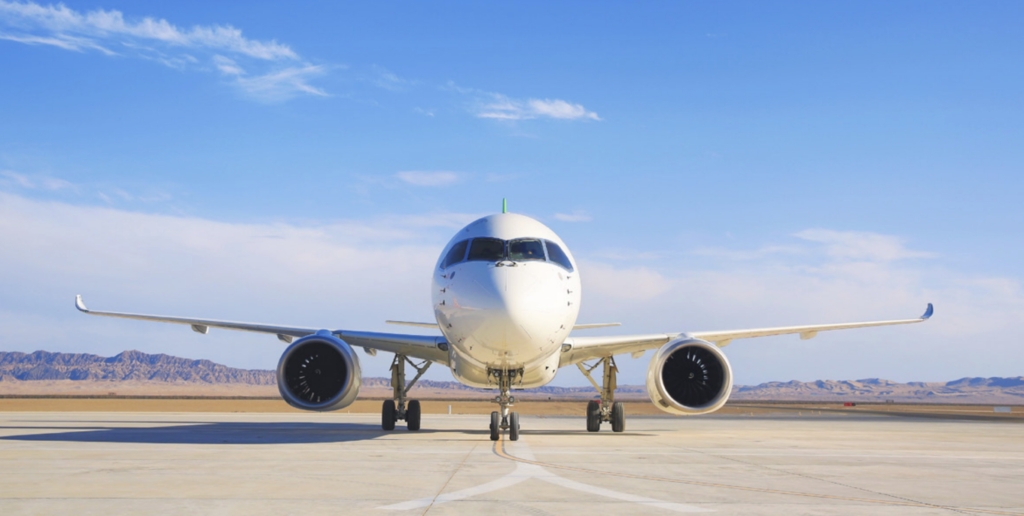 A front of view of the COMAC C919 as AirAsia shows interest