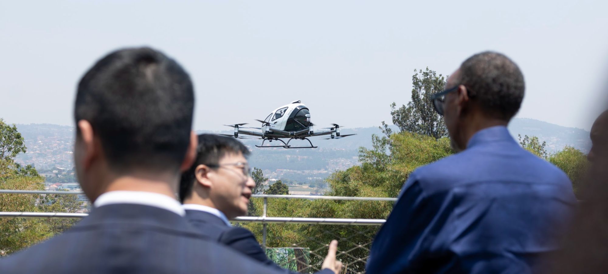 President Paul Kagame witnesses EHang's first ever flight in Africa