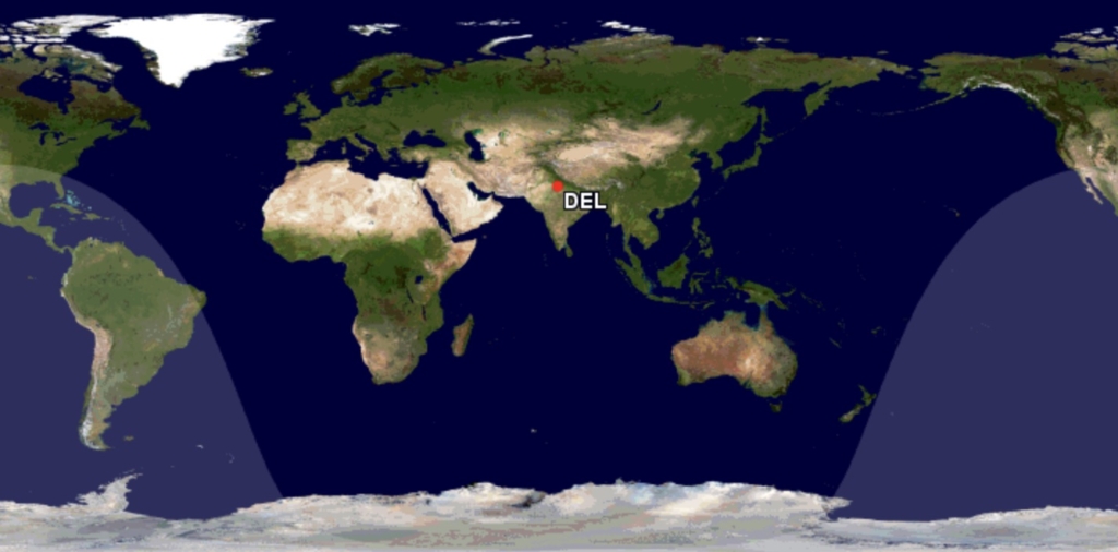 Range of A340 from Delhi