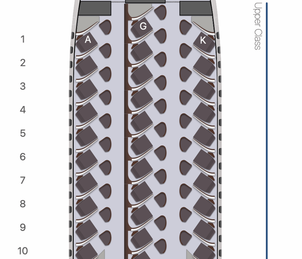 Virgin Atlantic Herringbone Upper Class layout