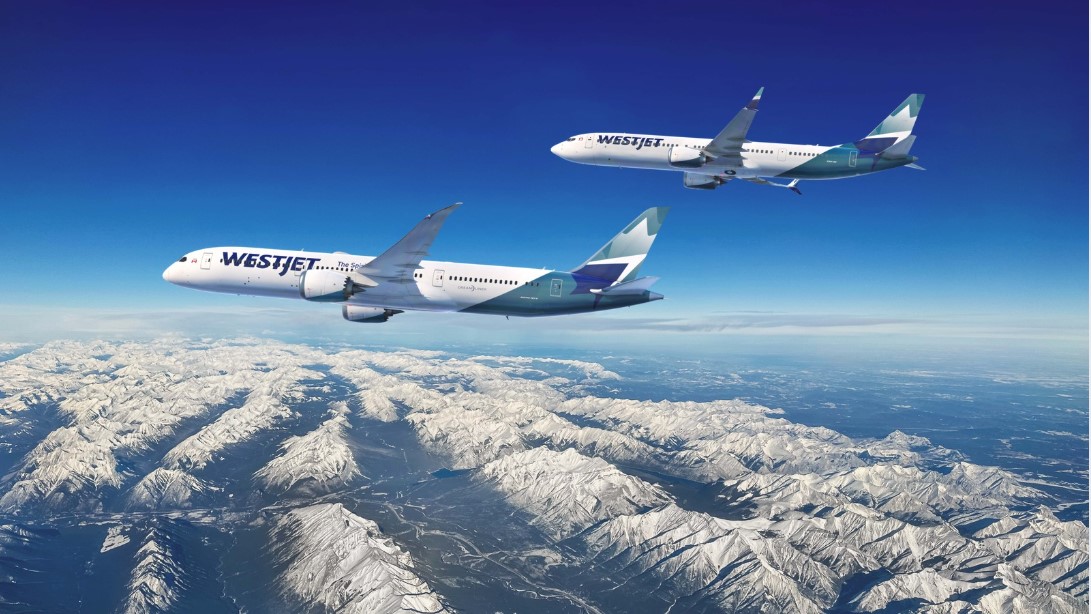 WestJet aircraft in a Boeing render