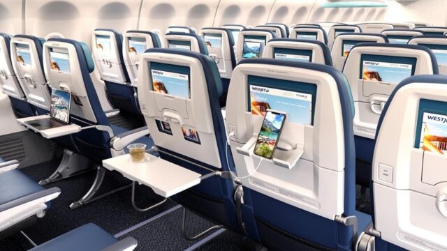 WestJet new Boeing 737 economy cabin