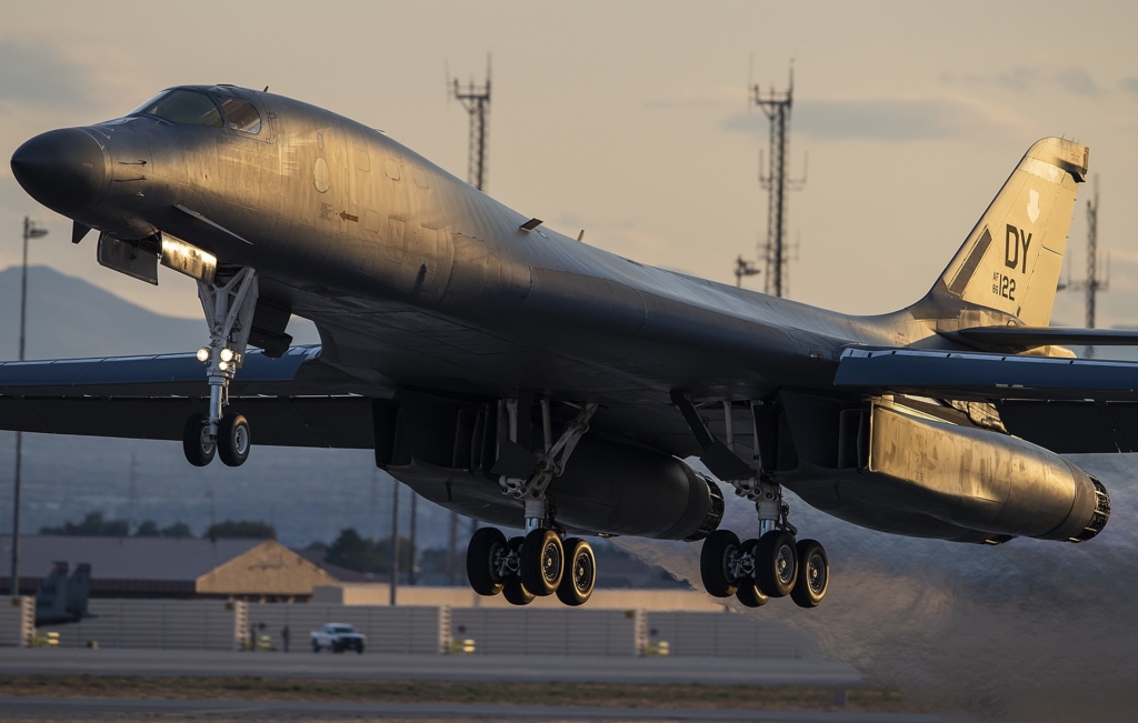 B-1B Lancer from the USAF's 7th BW takes off from Nellis AFB, Nevada, for a WSINT mission on November 21, 2019