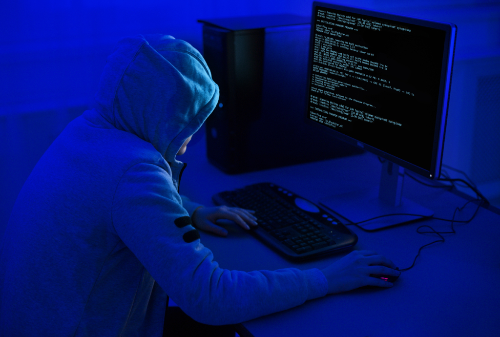 Cybercrime and Hacking Concept. Hacker Using Computer Virus Program For Cyber Attack