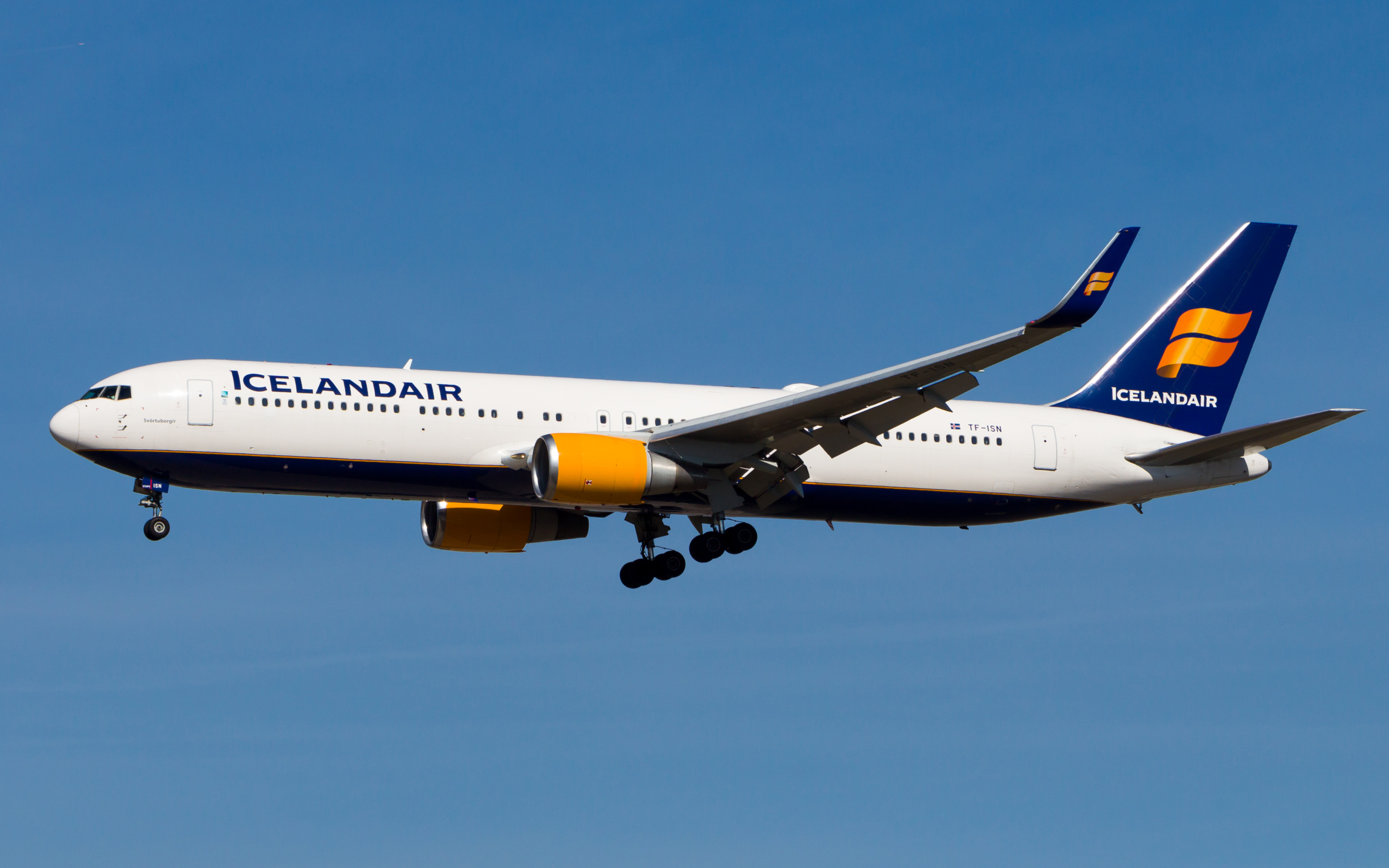 Icelandair Boeing 767-300ER in front of a blue sky