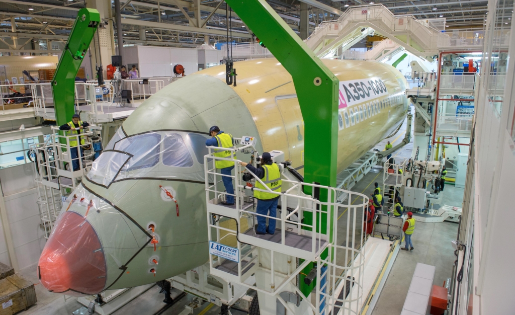 Airbus A350 composite fuselage production