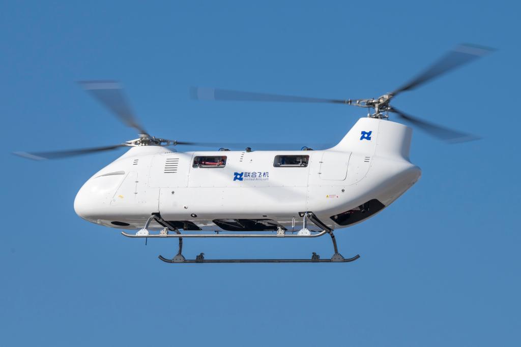Boying T1400 Tandem Rotor Unmanned Helicopter in flight