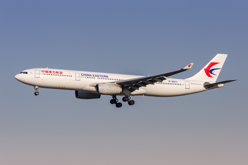 China Eastern Airlines Airbus A330-300 airplane at Hongqiao Airport in Shanghai, China