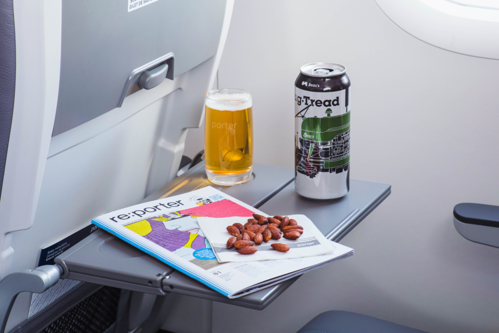 Porter Airlines free beer and glassware