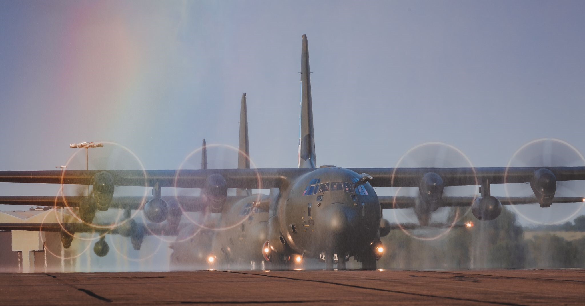 RAF C-130J Super Hercules lined up