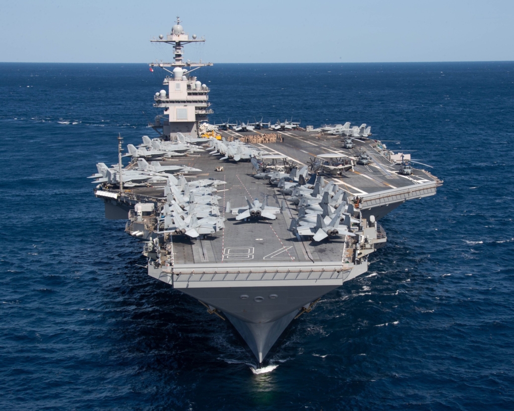 USS Ford aircraft carrier underway at sea