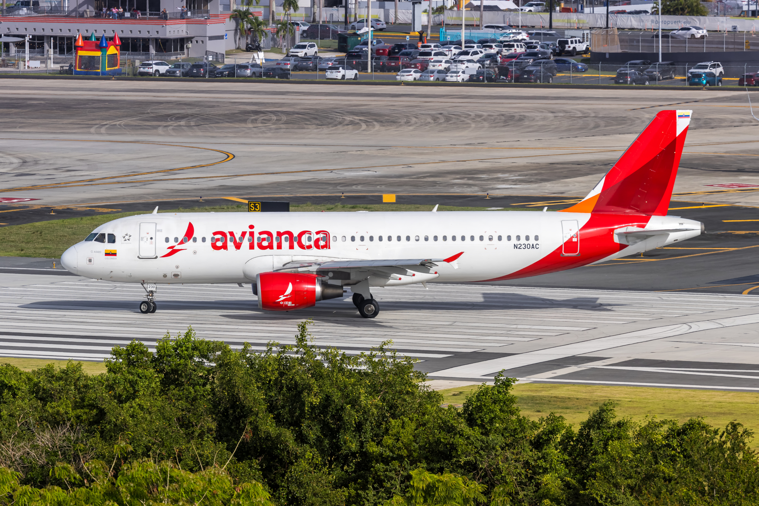 Avianca Airbus A320 airplane at San Juan airport in Puerto Rico.