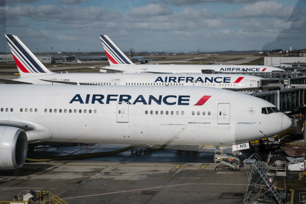 Paris, France - march 2018: Air France airplanes at Charles de Gaulle airport in Paris, France