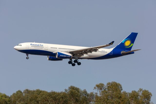 RwandAir Airbus A330 landing in Malta