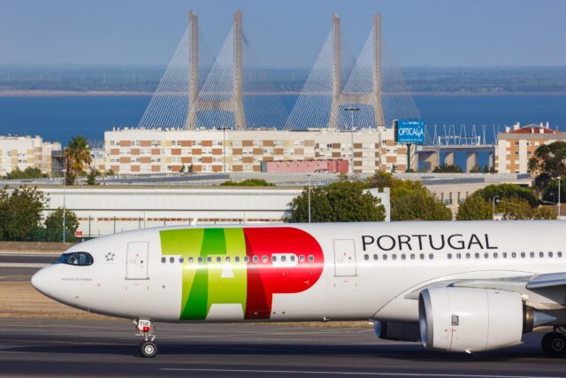 Lisbon, Portugal - September 24, 2021: TAP Air Portugal Airbus A330-900neo airplane at Lisbon airport (LIS) in Portugal.