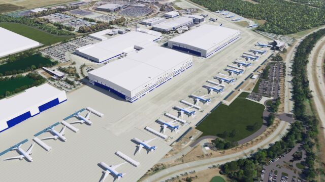 A rendering of Boeing’s Second 787 Final Assembly Building when complete (Credit: Boeing)