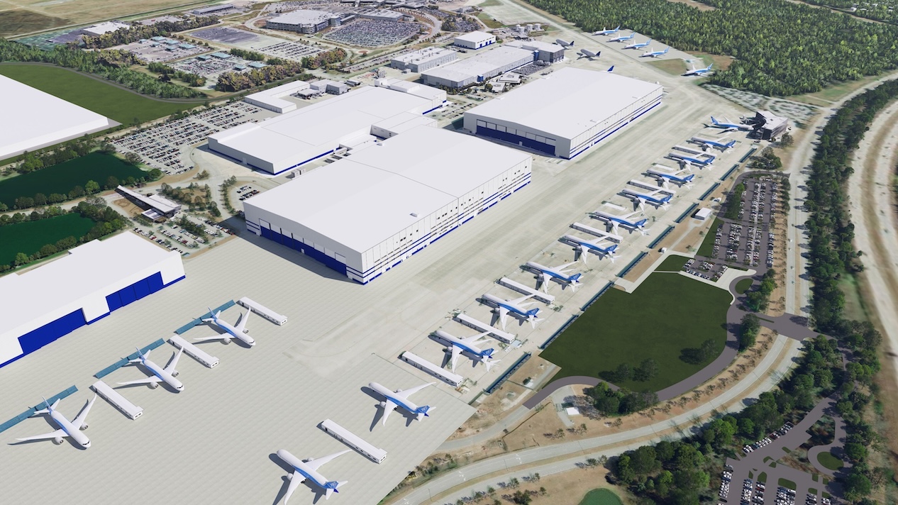A rendering of Boeing’s Second 787 Final Assembly Building when complete (Credit: Boeing)
