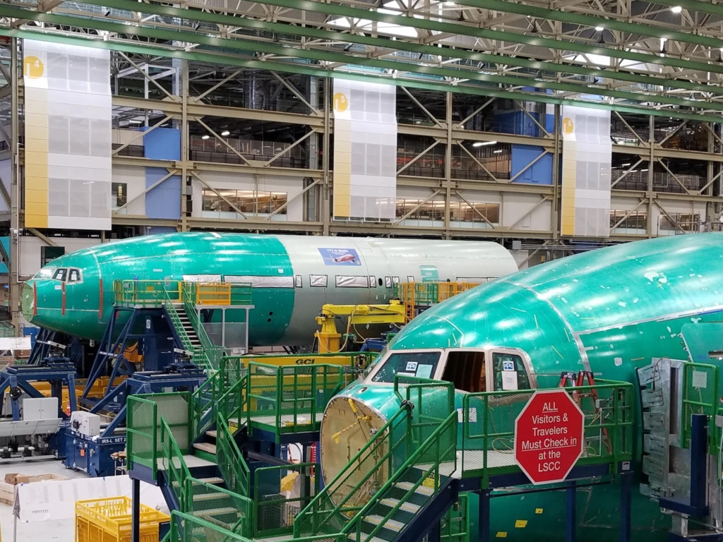 Boeing 777X aircraft under construction