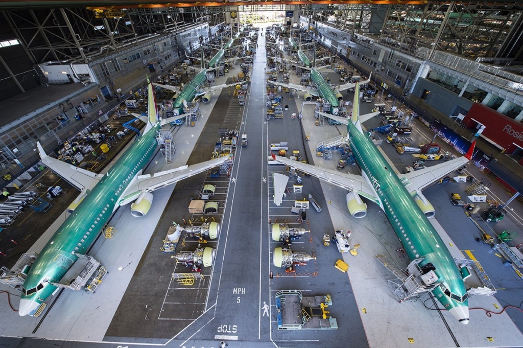 Boeing airliners in production