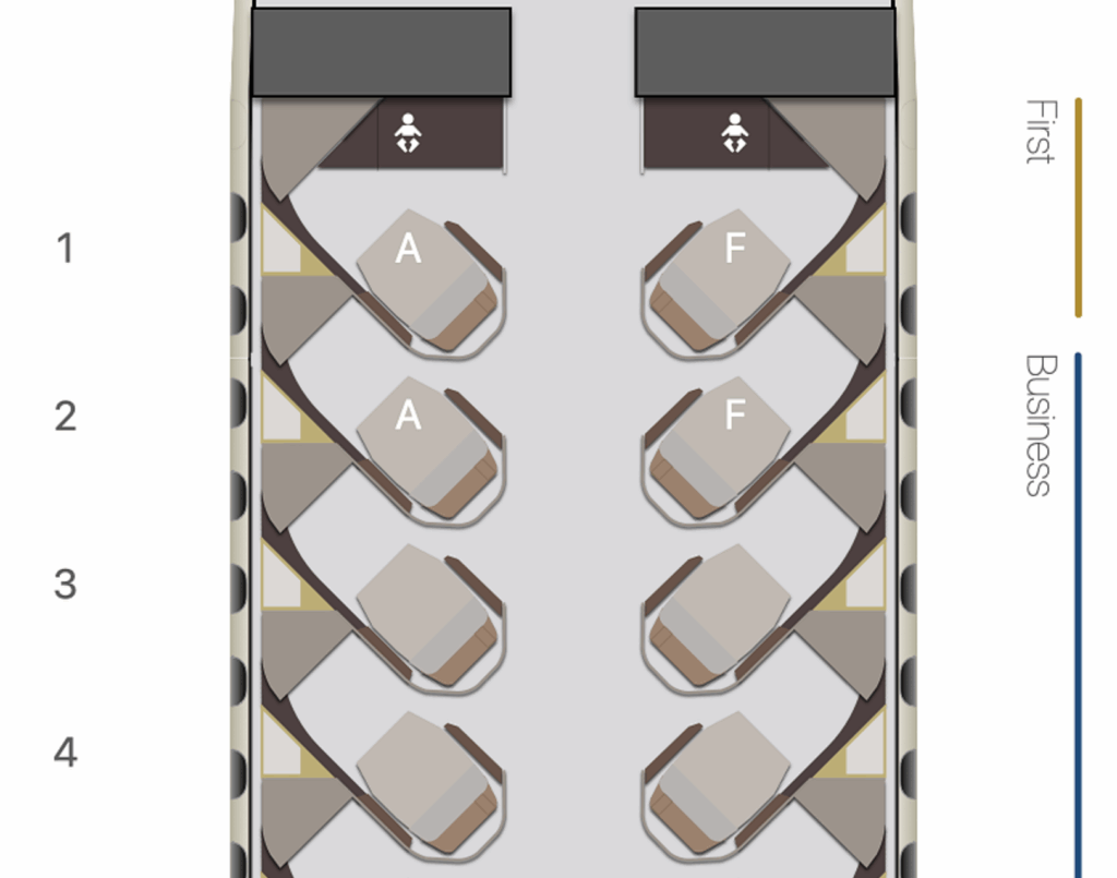 Etihad reverse herringbone window-facing narrowbody layout