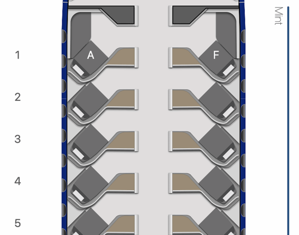 JetBlue herringbone aisle-facing narrowbody layout