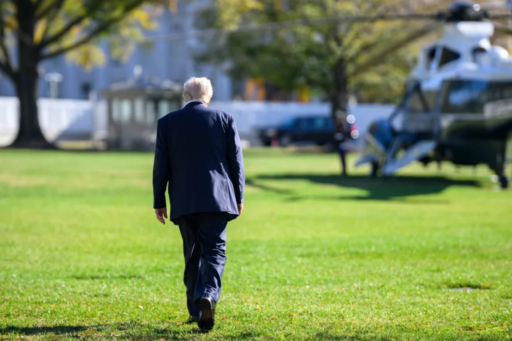 President Donald Trump departs the White House en route to Miami to deliver remarks at the America Business Forum