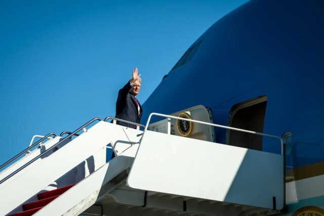President Donald Trump departs the White House en route to Miami to deliver remarks at the America Business Forum