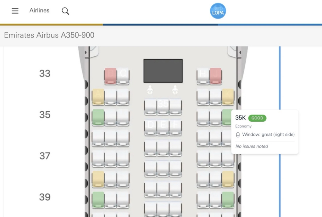 AeroLOPA color coded Good Seat ranking