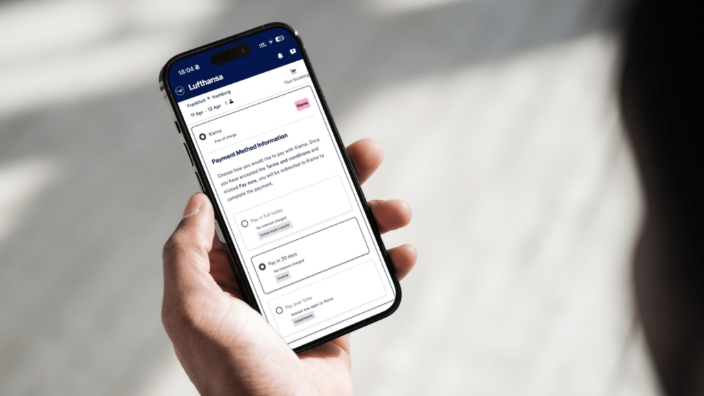 Lufthansa flexible payment with Klarna